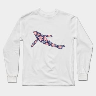 Floral Whale - muted cool colors Long Sleeve T-Shirt